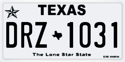 TX license plate DRZ1031