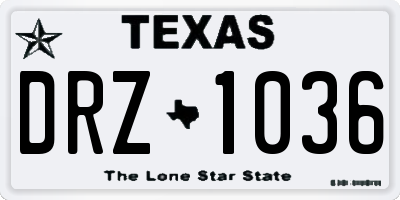 TX license plate DRZ1036