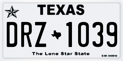 TX license plate DRZ1039