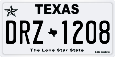 TX license plate DRZ1208