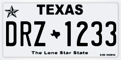TX license plate DRZ1233