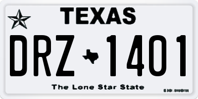 TX license plate DRZ1401