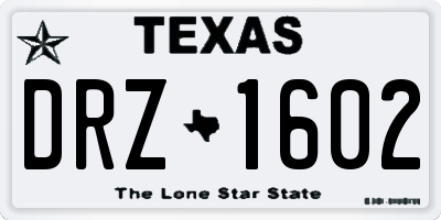 TX license plate DRZ1602