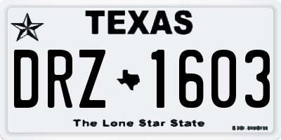 TX license plate DRZ1603