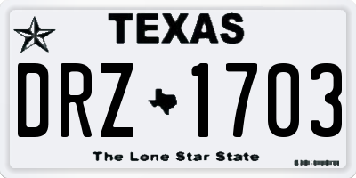 TX license plate DRZ1703