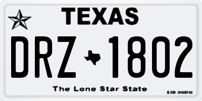 TX license plate DRZ1802