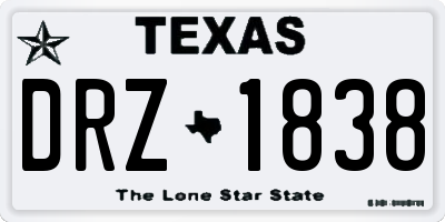 TX license plate DRZ1838