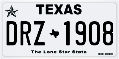 TX license plate DRZ1908