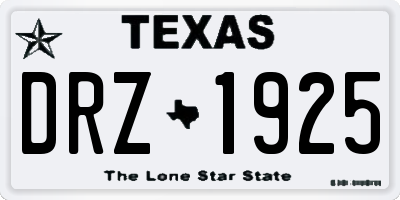 TX license plate DRZ1925