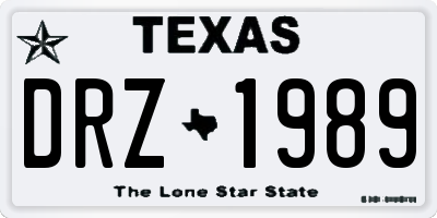 TX license plate DRZ1989