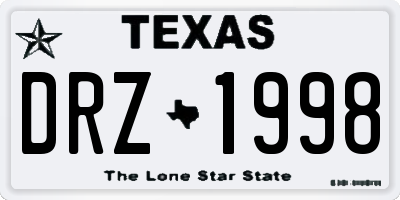 TX license plate DRZ1998
