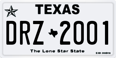 TX license plate DRZ2001