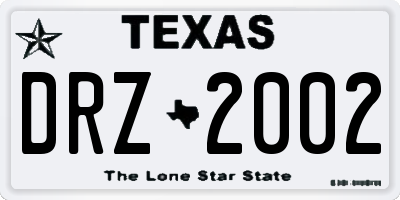 TX license plate DRZ2002