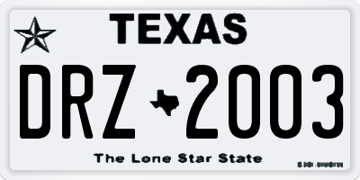 TX license plate DRZ2003