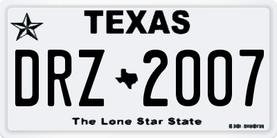 TX license plate DRZ2007