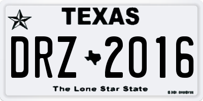 TX license plate DRZ2016