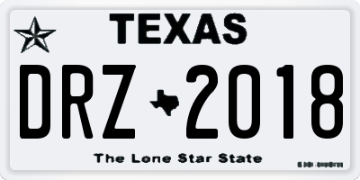 TX license plate DRZ2018