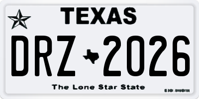 TX license plate DRZ2026
