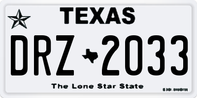 TX license plate DRZ2033
