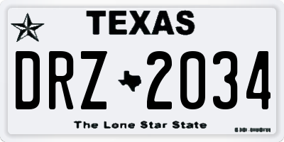 TX license plate DRZ2034