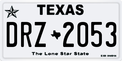 TX license plate DRZ2053
