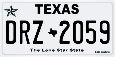 TX license plate DRZ2059