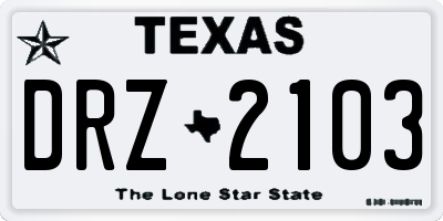 TX license plate DRZ2103