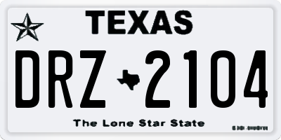 TX license plate DRZ2104