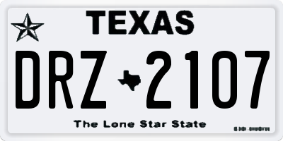 TX license plate DRZ2107