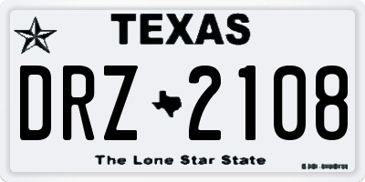 TX license plate DRZ2108