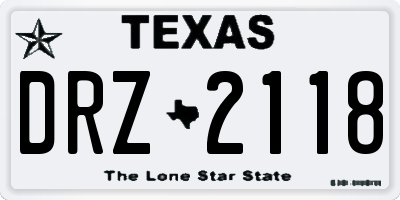 TX license plate DRZ2118