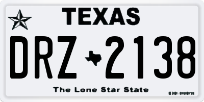 TX license plate DRZ2138