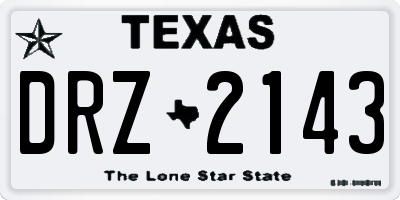 TX license plate DRZ2143