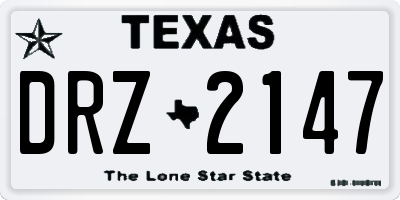 TX license plate DRZ2147