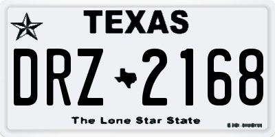TX license plate DRZ2168