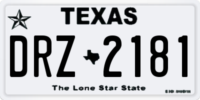 TX license plate DRZ2181