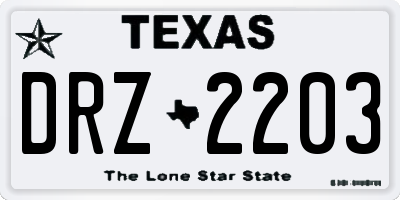 TX license plate DRZ2203