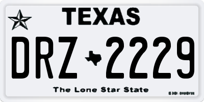 TX license plate DRZ2229