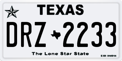 TX license plate DRZ2233