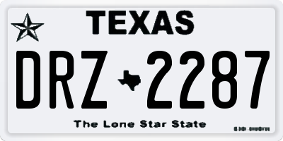 TX license plate DRZ2287