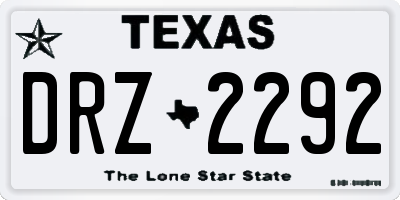 TX license plate DRZ2292