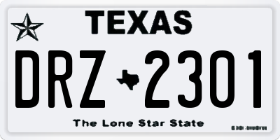 TX license plate DRZ2301