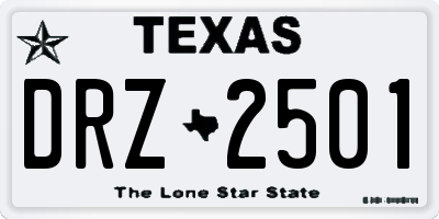 TX license plate DRZ2501