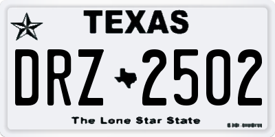 TX license plate DRZ2502