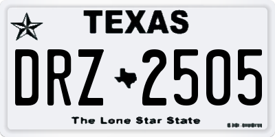 TX license plate DRZ2505