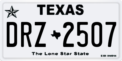 TX license plate DRZ2507