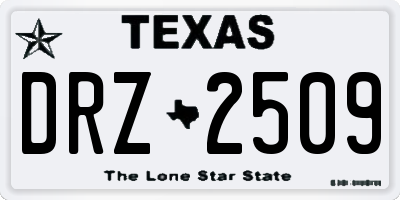 TX license plate DRZ2509