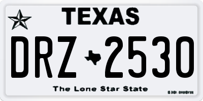 TX license plate DRZ2530