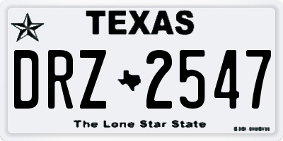 TX license plate DRZ2547