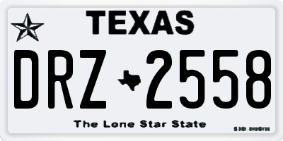 TX license plate DRZ2558